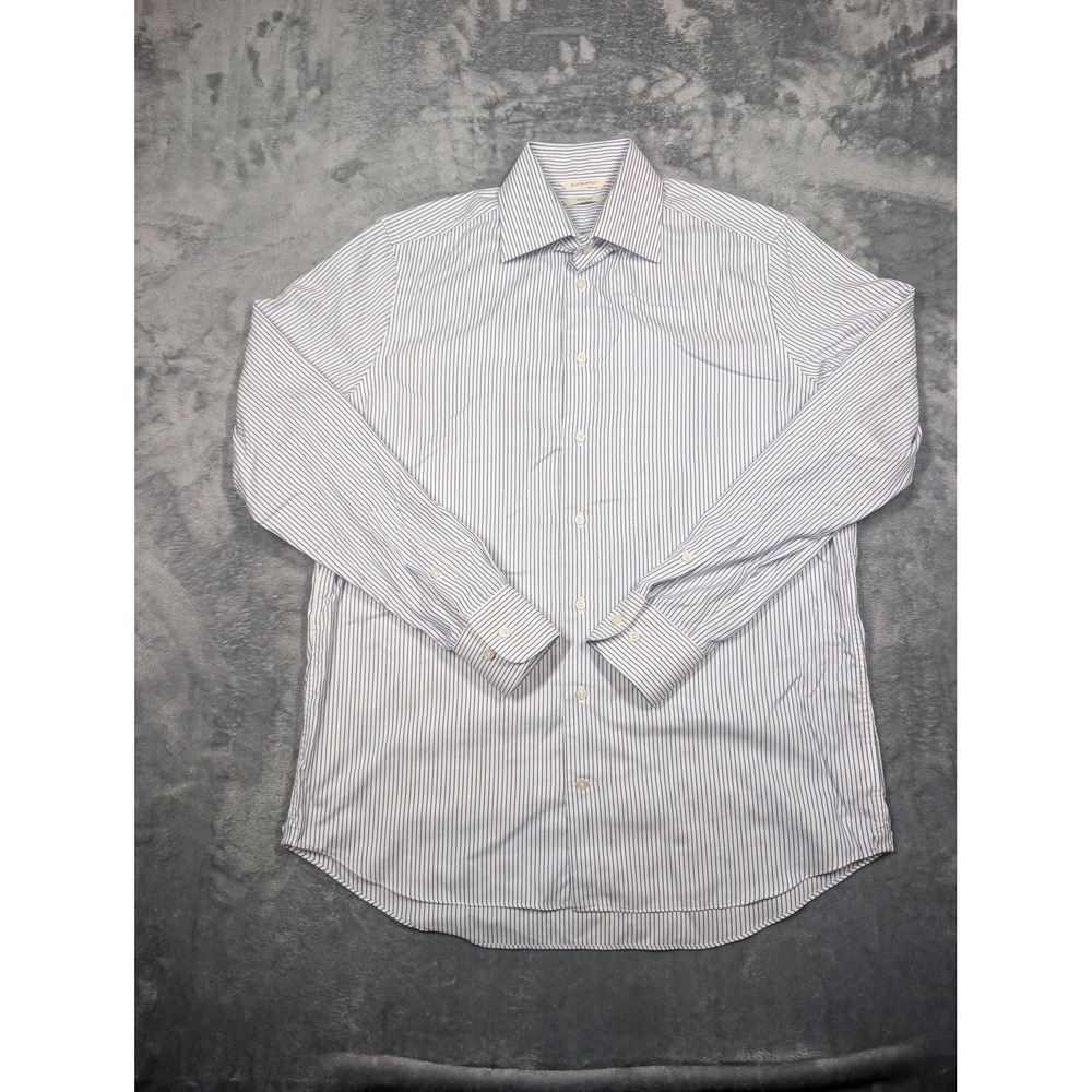 Suitsupply Shirt Mens 16 41 White Blue Stripe Traveller Slim Fit Long Sleeve